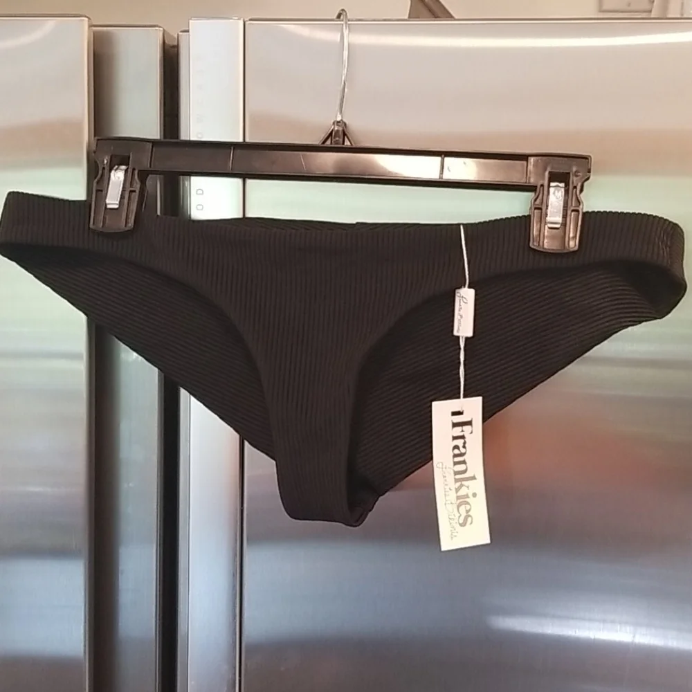💕FRANKIE'S BIKINIS💕 Greer Ribbed Cheeky Bikini Bottom Black XL NWT